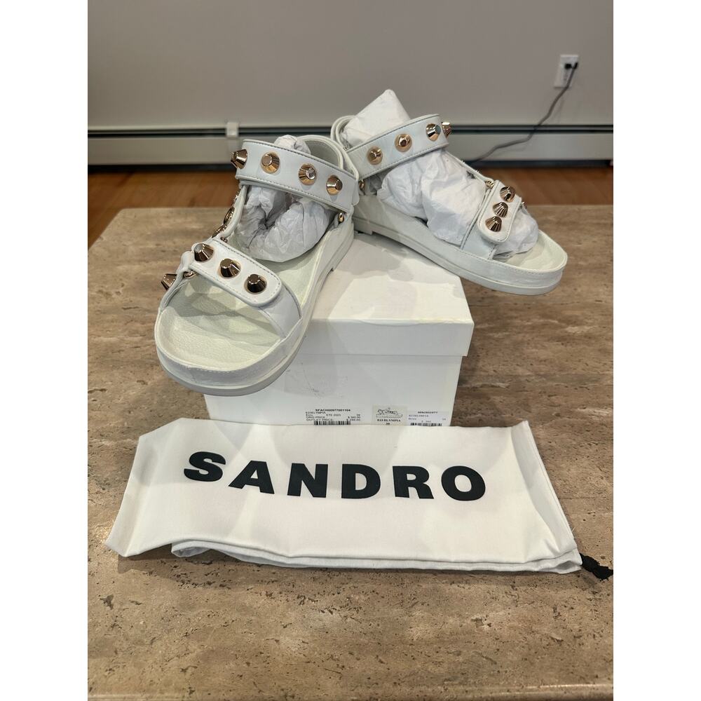 NEW Sandro Embellished leather sandals White size 40 / 9.5 - Picture 6 of 12
